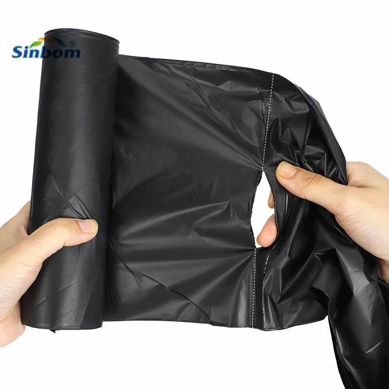 Recyclable Large Black Compostable Can Bin Liner Pe Plastic Big Garbage Bag On Roll